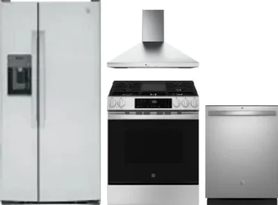 4 Piece Package Includes Refrigerator, Range, Hood And Dishwasher