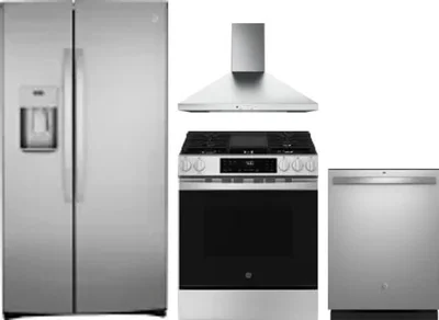 4 Piece Package Includes Refrigerator, Range, Hood And Dishwasher