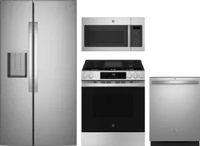 4 Piece Package Includes Refrigerator, Range, Microwave And Dishwasher