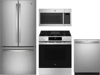 4 Piece Package Includes Refrigerator, Range, Microwave And Dishwasher