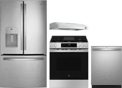 4 Piece Package Includes Refrigerator, Range, Hood And Dishwasher