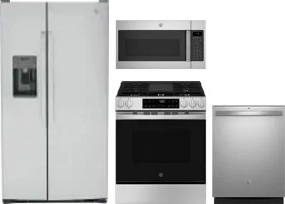 4 Piece Package Includes Refrigerator, Range, Microwave And Dishwasher