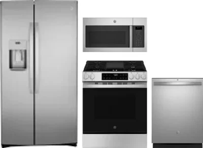 4 Piece Package Includes Refrigerator, Range, Microwave And Dishwasher
