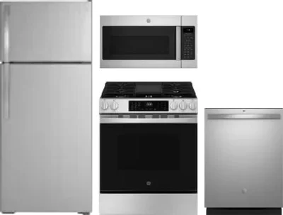 4 Piece Package Includes Refrigerator, Range, Microwave And Dishwasher