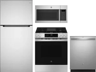 4 Piece Package Includes Refrigerator, Range, Microwave And Dishwasher