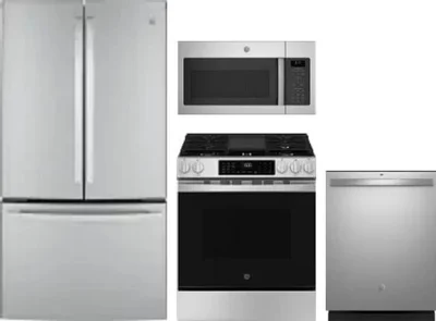 4 Piece Package Includes Refrigerator, Range, Microwave And Dishwasher