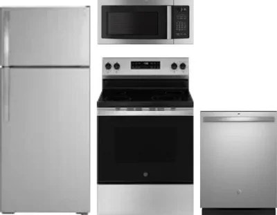 4 Piece Package Includes Refrigerator, Range, Microwave And Dishwasher
