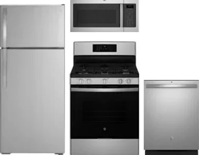 4 Piece Package Includes Refrigerator, Range, Microwave And Dishwasher