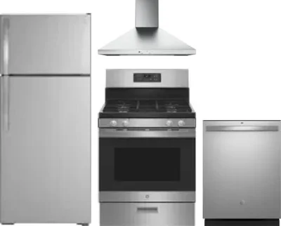 4 Piece Package Includes Refrigerator, Range, Hood And Dishwasher