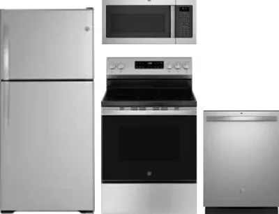 4 Piece Package Includes Refrigerator, Range, Microwave And Dishwasher