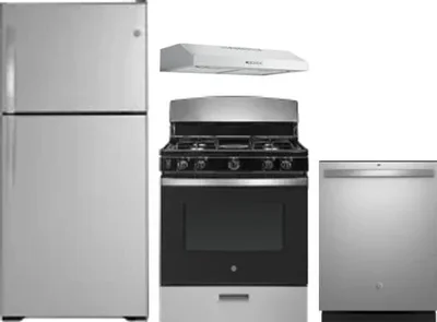 4 Piece Package Includes Refrigerator, Range, Hood And Dishwasher