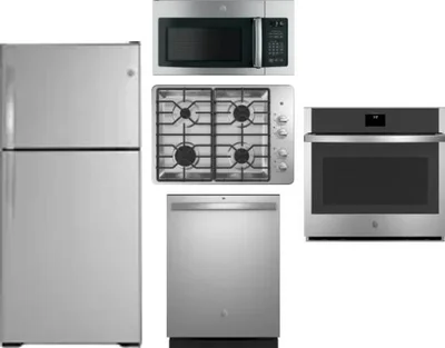 5 Piece Package Includes Refrigerator, Cooktop, Wall Oven, Microwave And Dishwasher