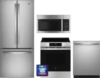 4 Piece Package Includes Refrigerator, Range, Microwave And Dishwasher