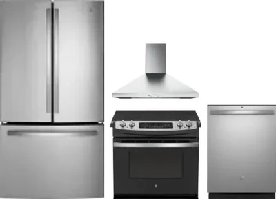 4 Piece Package Includes Refrigerator, Range, Hood And Dishwasher