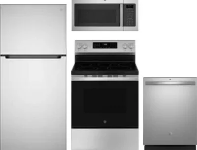 4 Piece Package Includes Refrigerator, Range, Microwave And Dishwasher