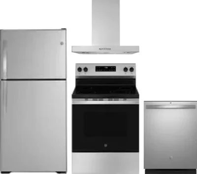 4 Piece Package Includes Refrigerator, Range, Hood And Dishwasher