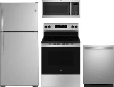 4 Piece Package Includes Refrigerator, Range, Microwave And Dishwasher