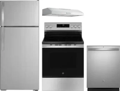 4 Piece Package Includes Refrigerator, Range, Hood And Dishwasher