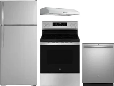 4 Piece Package Includes Refrigerator, Range, Hood And Dishwasher