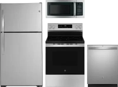 4 Piece Package Includes Refrigerator, Range, Microwave And Dishwasher