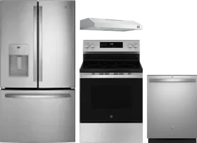 4 Piece Package Includes Refrigerator, Range, Hood And Dishwasher