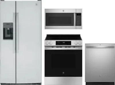 4 Piece Package Includes Refrigerator, Range, Microwave And Dishwasher