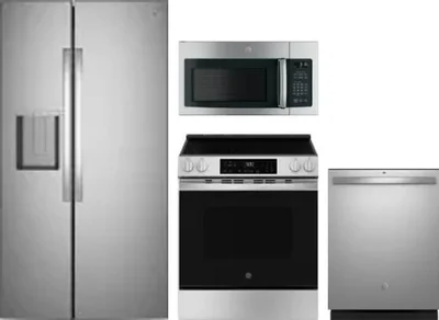 4 Piece Package Includes Refrigerator, Range, Microwave And Dishwasher