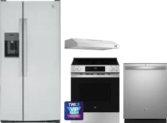 4 Piece Package Includes Refrigerator, Range, Hood And Dishwasher