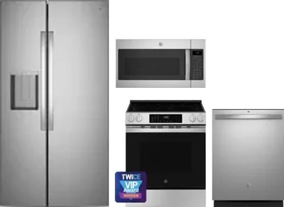 4 Piece Package Includes Refrigerator, Range, Microwave And Dishwasher