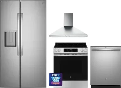 4 Piece Package Includes Refrigerator, Range, Hood And Dishwasher
