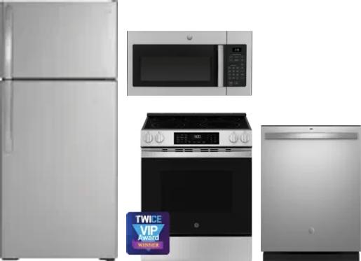 4 Piece Package Includes Refrigerator, Range, Microwave And Dishwasher