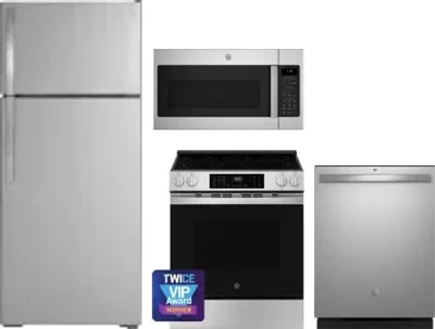 4 Piece Package Includes Refrigerator, Range, Microwave And Dishwasher