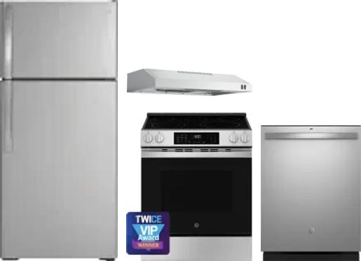 4 Piece Package Includes Refrigerator, Range, Hood And Dishwasher