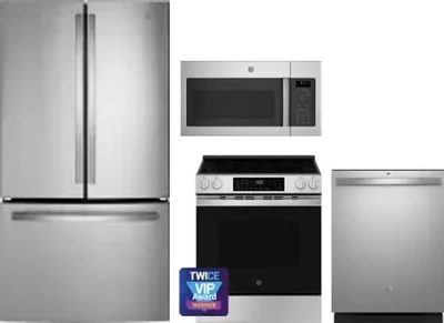 4 Piece Package Includes Refrigerator, Range, Microwave And Dishwasher
