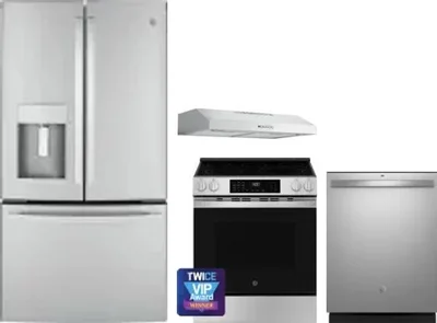 4 Piece Package Includes Refrigerator, Range, Hood And Dishwasher