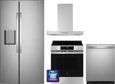 4 Piece Package Includes Refrigerator, Range, Hood And Dishwasher