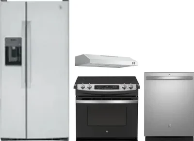4 Piece Package Includes Refrigerator, Range, Hood And Dishwasher