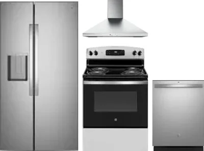 4 Piece Package Includes Refrigerator, Range, Hood And Dishwasher