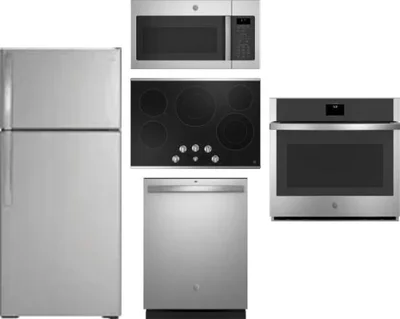 5 Piece Package Includes Refrigerator, Cooktop, Wall Oven, Microwave And Dishwasher