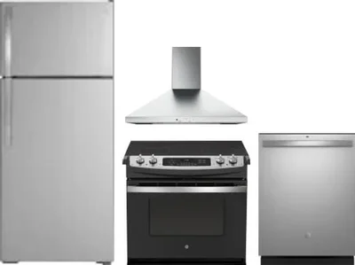 4 Piece Package Includes Refrigerator, Range, Hood And Dishwasher