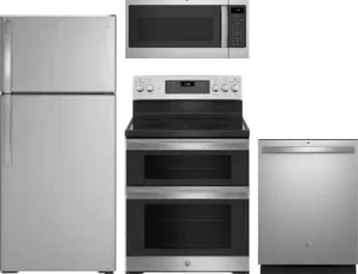 4 Piece Package Includes Refrigerator, Range, Microwave And Dishwasher