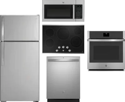 5 Piece Package Includes Refrigerator, Cooktop, Wall Oven, Microwave And Dishwasher