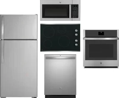 5 Piece Package Includes Refrigerator, Cooktop, Wall Oven, Microwave And Dishwasher