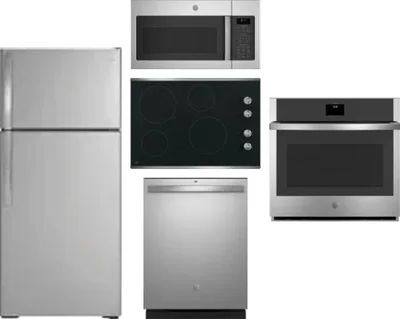 5 Piece Package Includes Refrigerator, Cooktop, Wall Oven, Microwave And Dishwasher