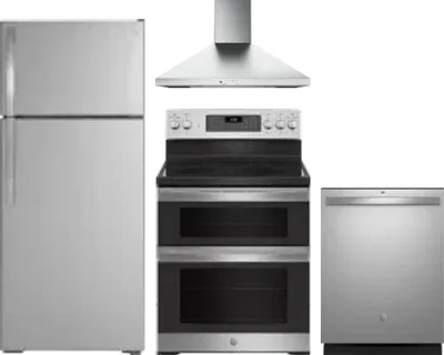 4 Piece Package Includes Refrigerator, Range, Hood And Dishwasher