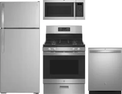 4 Piece Package Includes Refrigerator, Range, Microwave And Dishwasher