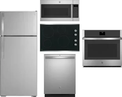 5 Piece Package Includes Refrigerator, Cooktop, Wall Oven, Microwave And Dishwasher