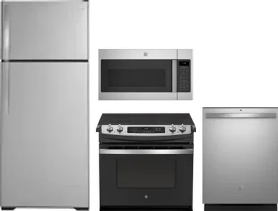 4 Piece Package Includes Refrigerator, Range, Microwave And Dishwasher