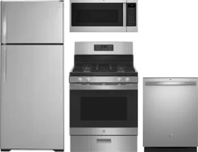 4 Piece Package Includes Refrigerator, Range, Microwave And Dishwasher