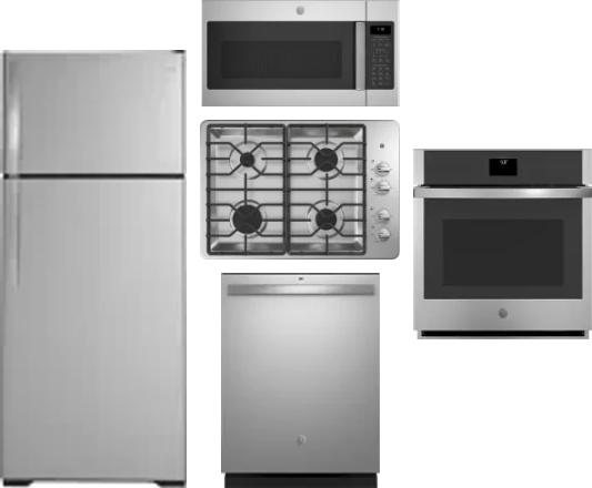 5 Piece Package Includes Refrigerator, Cooktop, Wall Oven, Microwave And Dishwasher